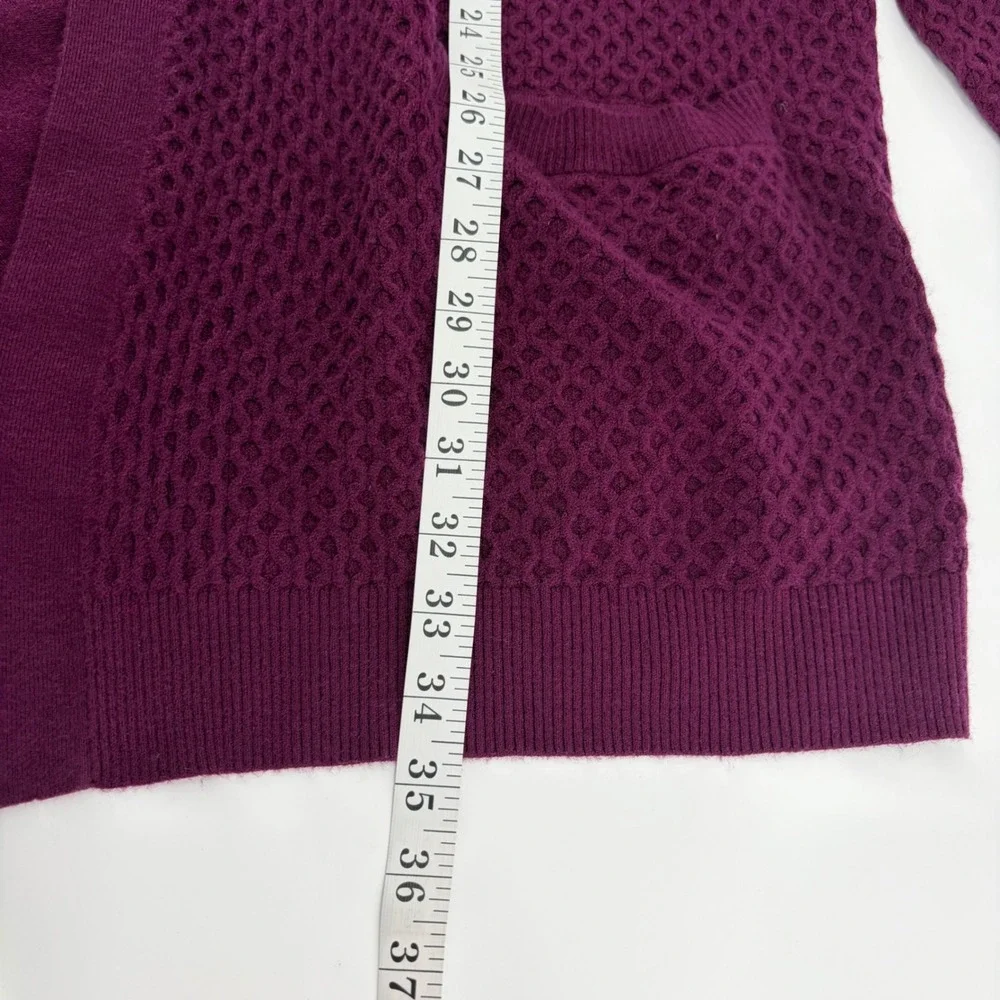 Evolution by Cyrus Womens 3X Purple Cardigan Open Front Waffle Knit‎ Casual NEW